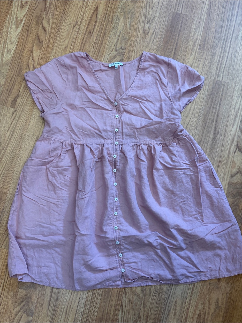 Madewell Dusty Rose Button-Front Mini Dress